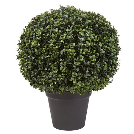 Faux Boxwood Plastic Decorative Topiary Arrangement, Weighted Pot, Indoor Or Outdoor (23 H X 18 W)